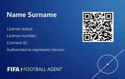 This is a FIFA digital card assigned to licensed football agents