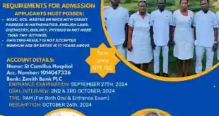 College of Nursing Sciences, St. Camillus Catholic Hospital, Uromi, Edo State admission form