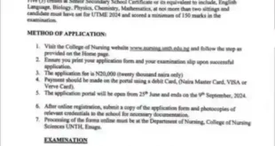 University of Nigeria Teaching Hospital admission form Enugu