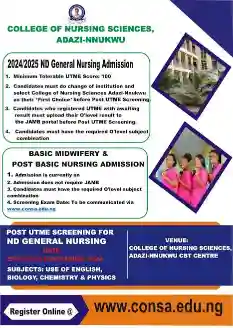 College of Nursing Sciences Adazi-Nnukwu form