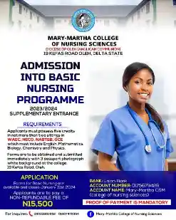 Mary-Martha College of Nursing Sciences Admission Form