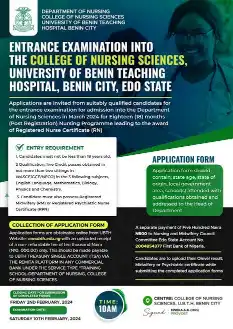 College of Nursing Sciences UBTH Entrance Examination