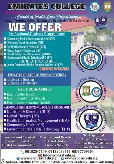 Emirates College of Nursing Sciences Kano Admission form