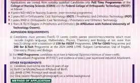 College of Nursing Sciences National Orthopaedic Hospital, Igbobi, Lagos admission