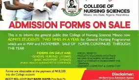 College of Nursing Sciences Mbano Admission Form