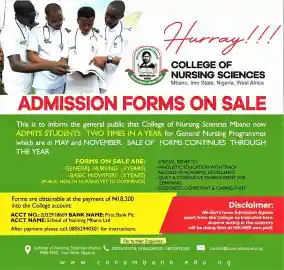 College of Nursing Sciences Mbano Admission Form