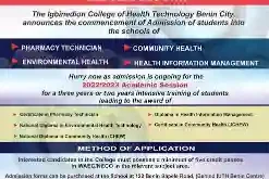 Igbinedion College of Health Technology (ICHT) admission form