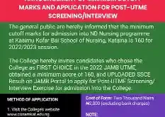 College of Nursing Sciences Katsina form