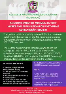 College of Nursing Sciences Katsina form