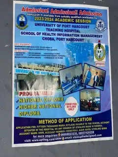 University of Port Harcourt Teaching Hospital School of Health Information Management admission form