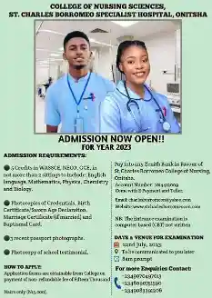 College of Nursing St Charles Borromeo Specialist Hospital form