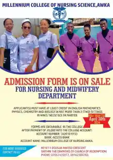 Millennium College of Nursing Sciences Awka admission form