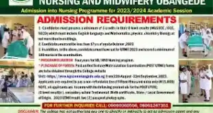 Kogi State College of Nursing Sciences Obangede admission form