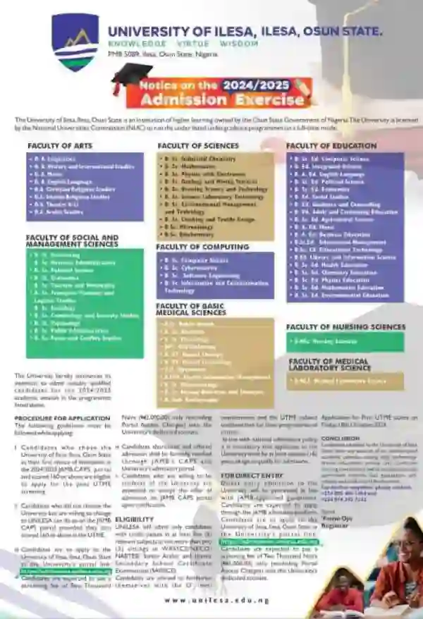 University of Ilesa admission form