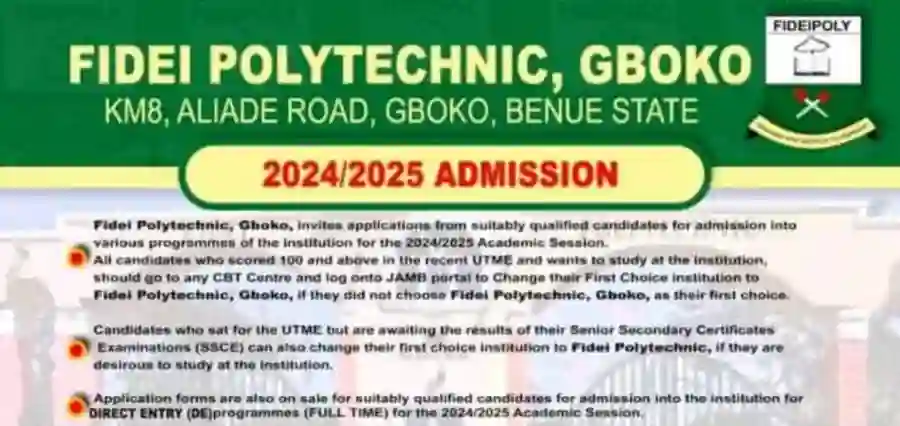 Fidei Polytechnic Gboko UTME de Admission Form