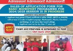 Okunland School of Basic Midwifery Admission Form