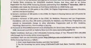 GSU UTME Screening Form