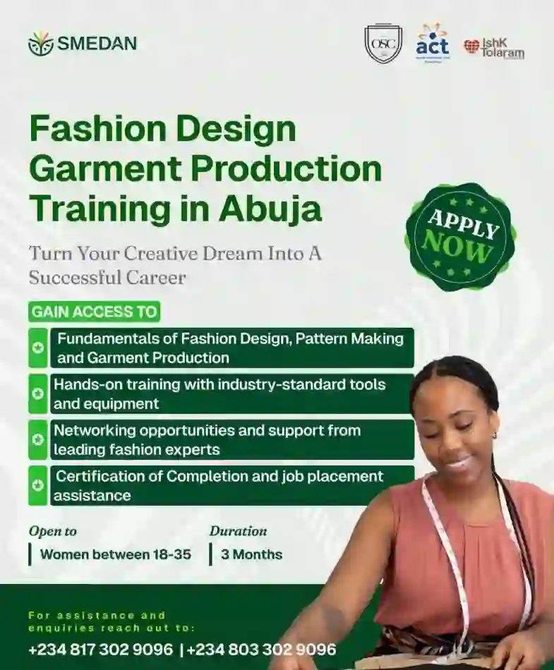 Link to SMEDAN Free Fashion Design Training in Abuja